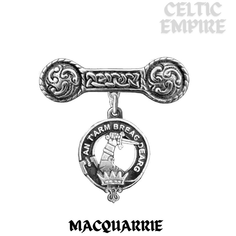 MacQuarrie Family Clan Crest Iona Bar Brooch - Sterling Silver