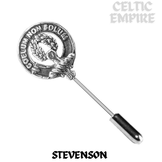 Stevenson Family Clan Crest Stick or Cravat pin, Sterling Silver