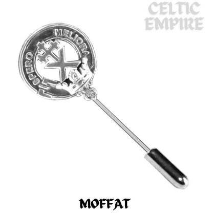 Moffat Scottish  Family Clan Crest Stick or Cravat pin, Sterling Silver