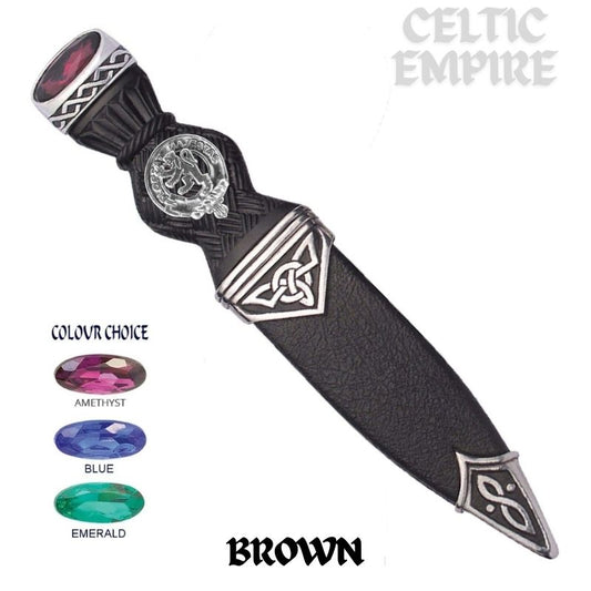 Brown Interlace Family Clan Crest Sgian Dubh, Scottish Knife