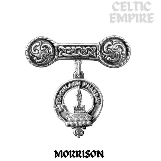 Morrison Family Clan Crest Iona Bar Brooch - Sterling Silver