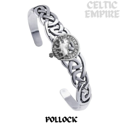 Pollock Family Clan Crest Celtic Cuff Bracelet