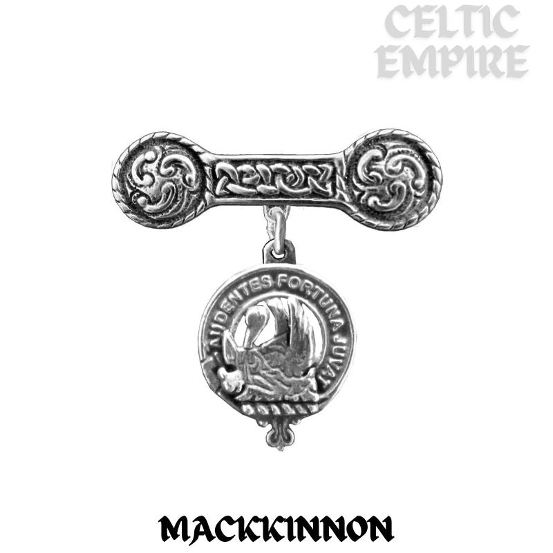 MacKinnon Family Clan Crest Iona Bar Brooch - Sterling Silver