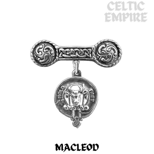 MacLeod Family Clan Crest Iona Bar Brooch - Sterling Silver