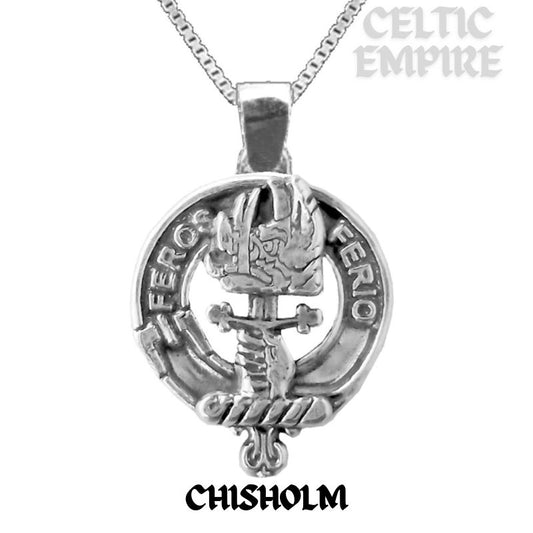 Chisholm Large 1" Scottish Family Clan Crest Pendant - Sterling Silver