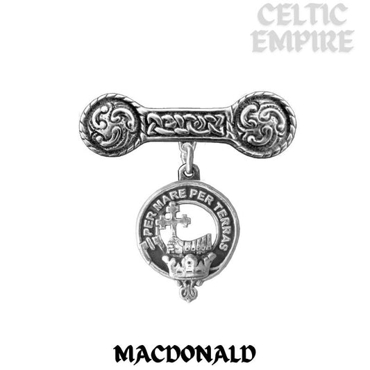 MacDonald (Donald) Family Clan Crest Iona Bar Brooch - Sterling Silver