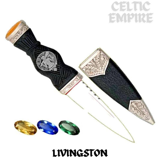 Livingston Family Clan Crest Sgian Dubh, Scottish Knife