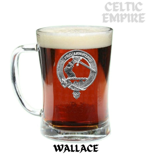 Wallace Family Clan Crest Badge Glass Beer Mug