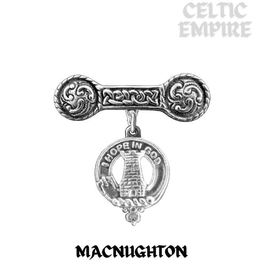 MacNaughton Family Clan Crest Iona Bar Brooch - Sterling Silver