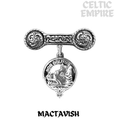 MacTavish Family Clan Crest Iona Bar Brooch - Sterling Silver
