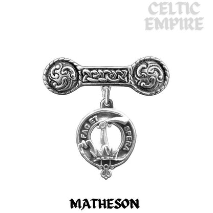 Matheson Family Clan Crest Iona Bar Brooch - Sterling Silver