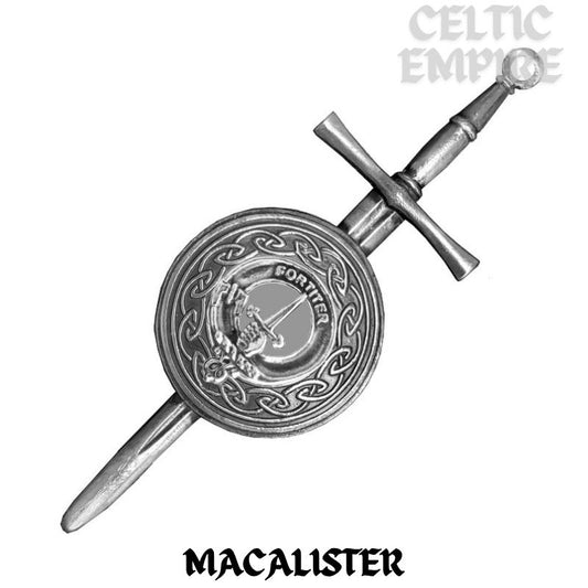 MacAlister Scottish Family Clan Dirk Shield Kilt Pin