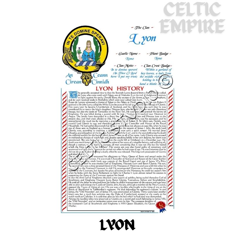 Lyon Scottish Family Clan History