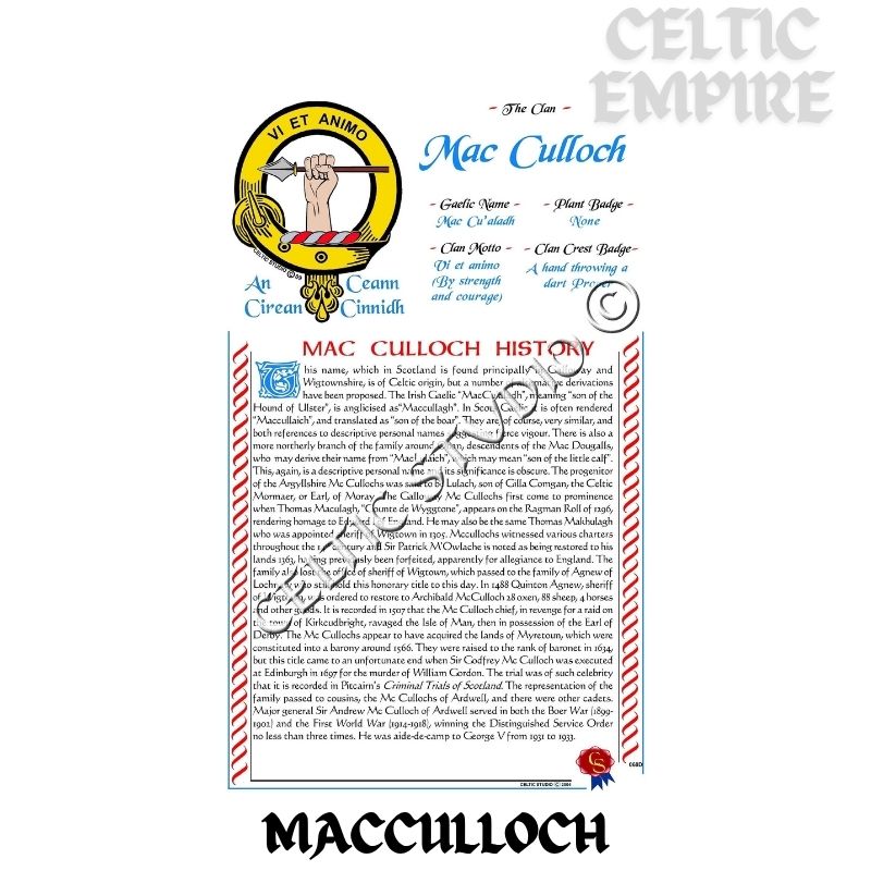MacCulloch Scottish Family Clan History