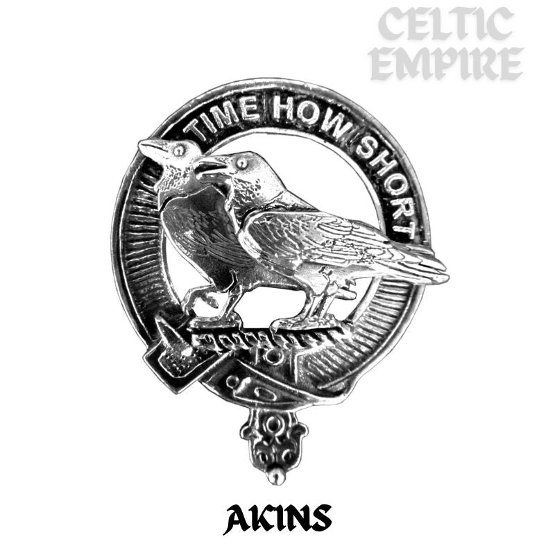 Akins Family Clan Badge Scottish Plaid Brooch