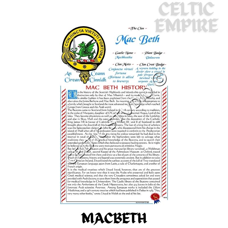 MacBeth Scottish Family Clan History