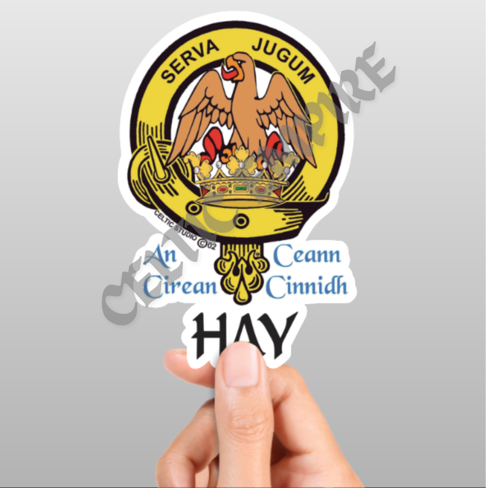 Hay Family Clan Crest Decal | Custom Scottish Heritage Car & Laptop Stickers