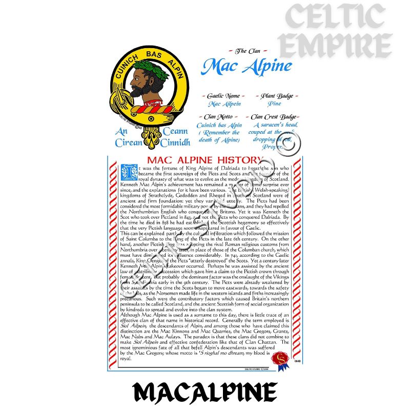 MacAlpine Scottish Family Clan History