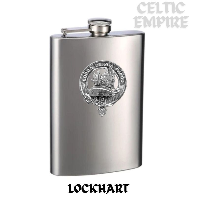 Lockhart 8oz Family Clan Crest Scottish Badge Stainless Steel Flask