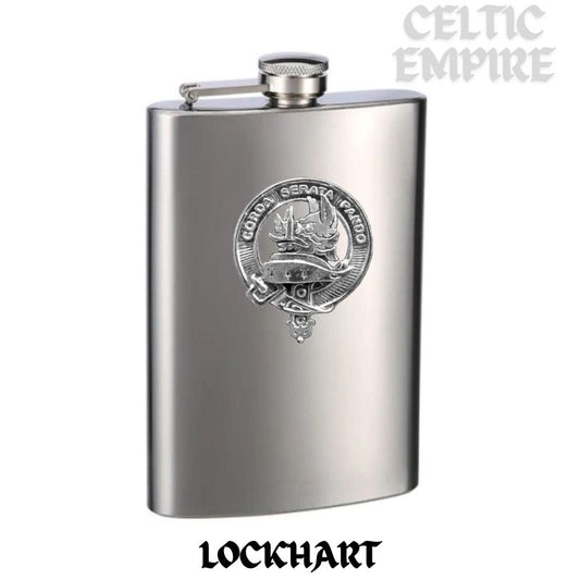 Lockhart 8oz Family Clan Crest Scottish Badge Stainless Steel Flask