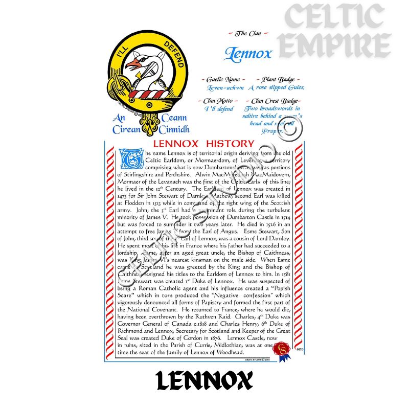 Lennox Scottish Family Clan History