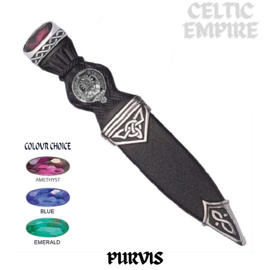 Purves Interlace Family Clan Crest Sgian Dubh, Scottish Knife