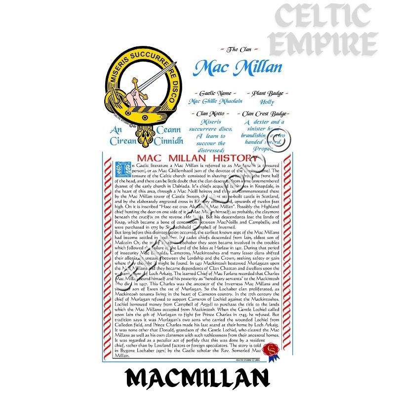 MacMillan Scottish Family Clan History