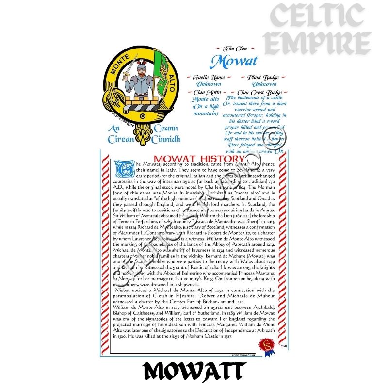 Mowatt Scottish Family Clan History