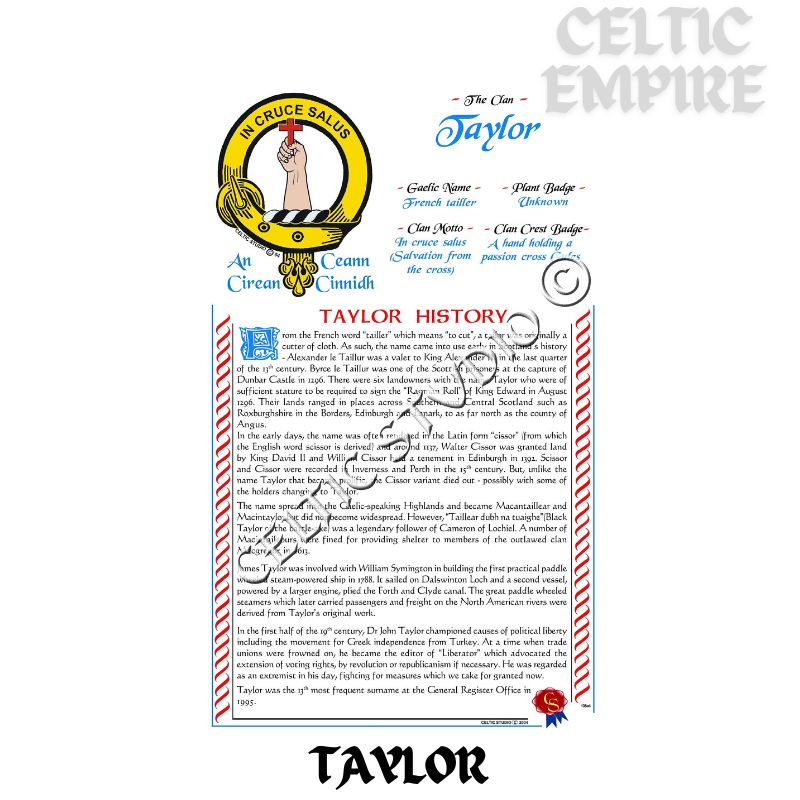 Taylor Scottish Family Clan History