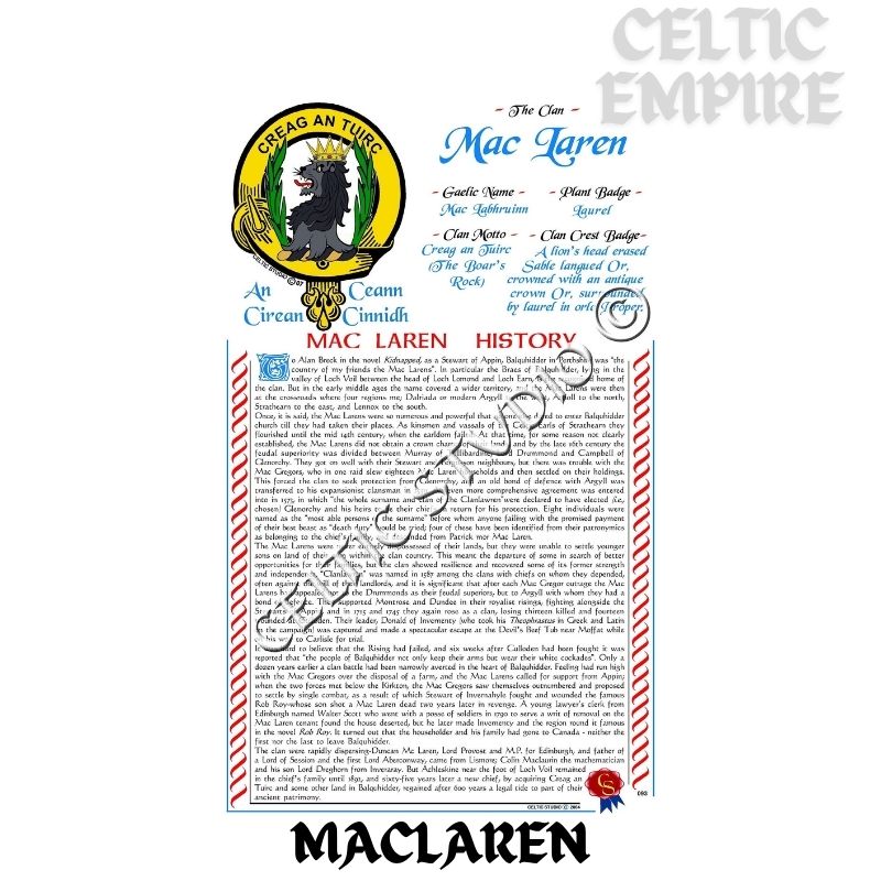 MacLaren Scottish Family Clan History