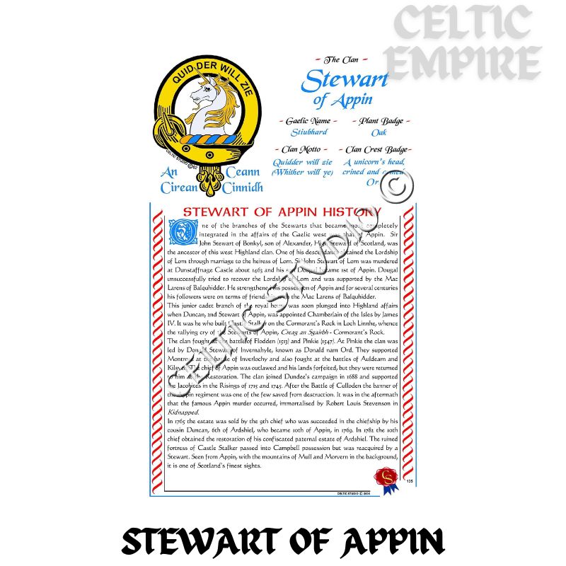 Stewart (Appin) Scottish Family Clan History