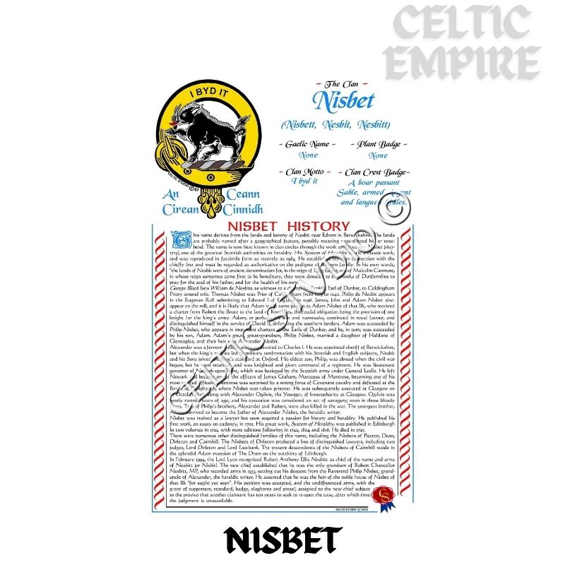 Nisbet Scottish Family Clan History