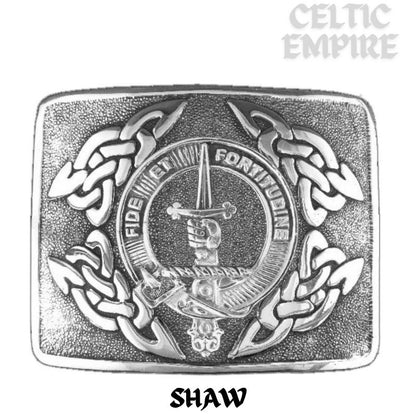 Shaw Family Clan Crest Interlace Kilt Belt Buckle