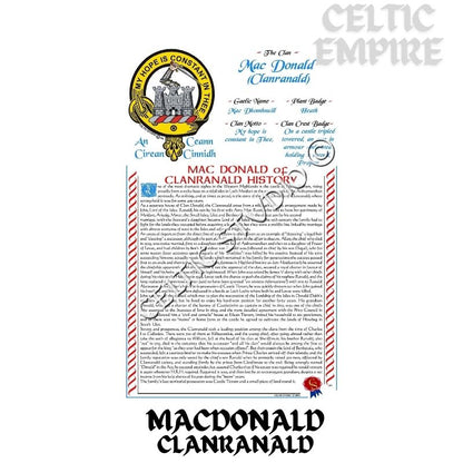 MacDonald (Family Clanranald) Scottish Family Clan History
