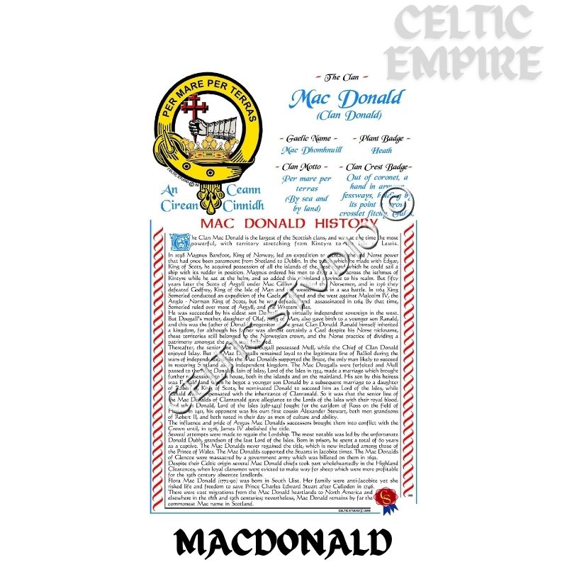 MacDonald (Donald) Scottish Family Clan History