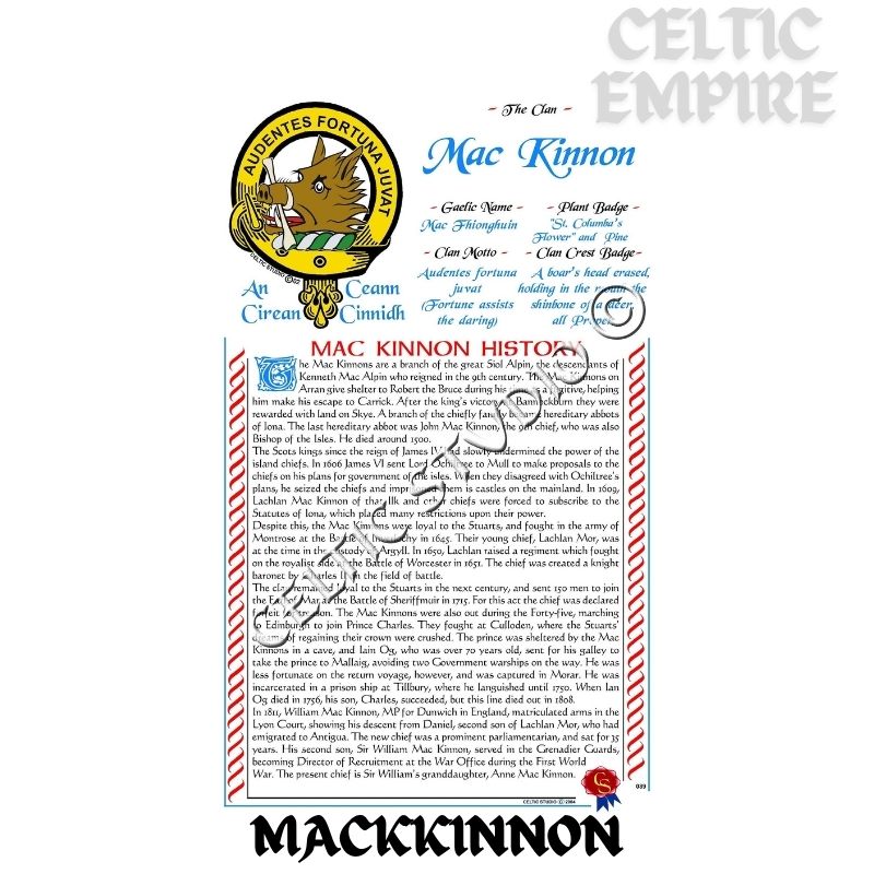 MacKinnon Scottish Family Clan History
