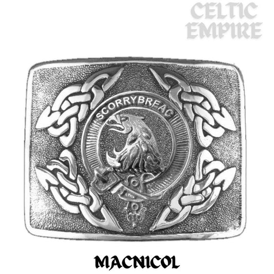 MacNicol Family Clan Crest Interlace Kilt Belt Buckle