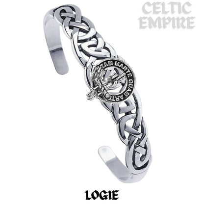 Logie Family Clan Crest Celtic Cuff Bracelet