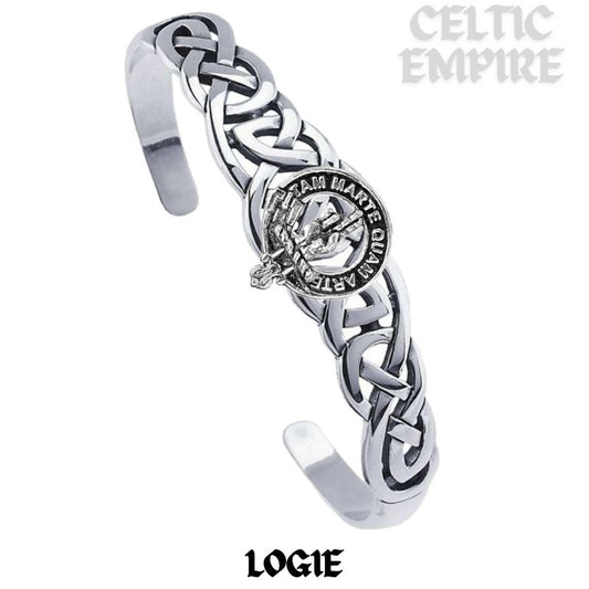 Logie Family Clan Crest Celtic Cuff Bracelet