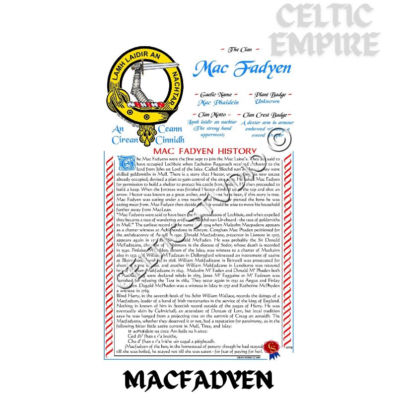 MacFadyen Scottish Family Clan History