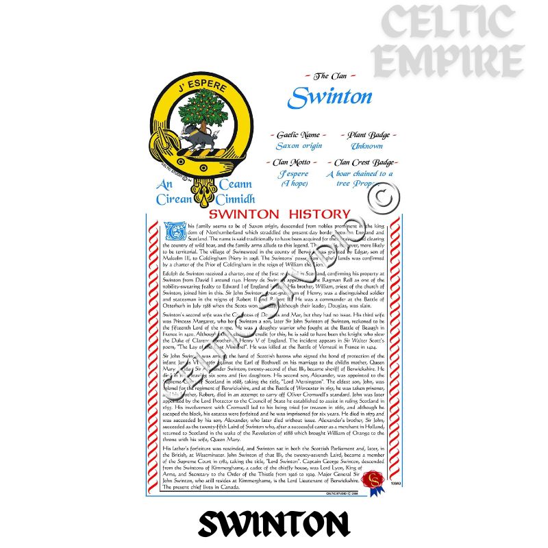 Swinton Scottish Family Clan History