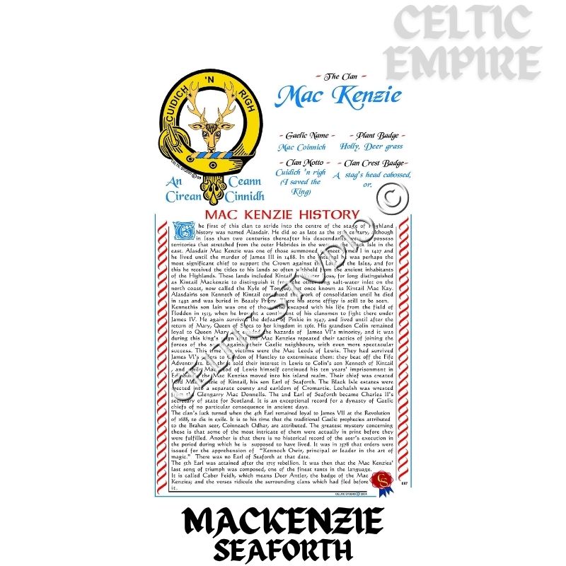 MacKenzie (Seaforth) Scottish Family Clan History
