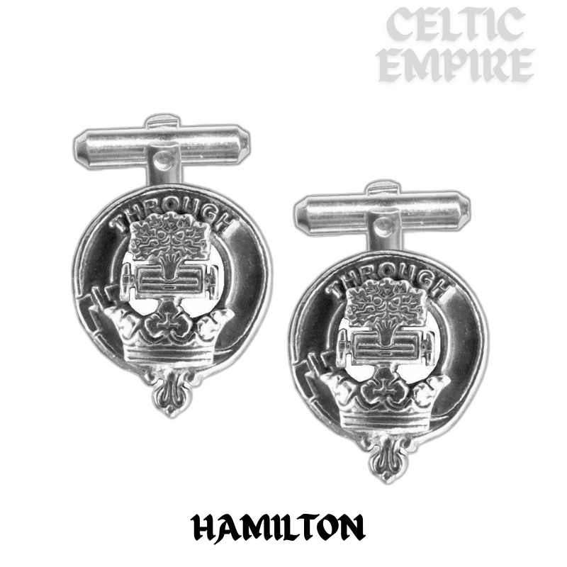 Hamilton Family Clan Crest Scottish Cufflinks; Pewter, Sterling Silver and Karat Gold