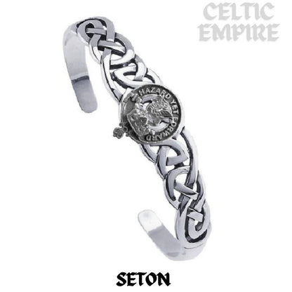 Seton Family Clan Crest Celtic Cuff Bracelet