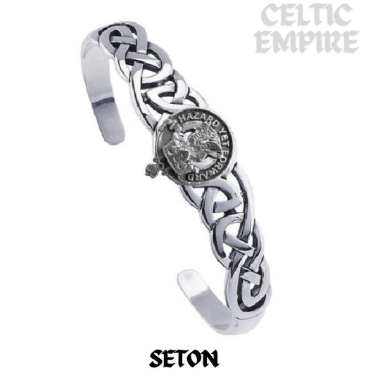 Seton Family Clan Crest Celtic Cuff Bracelet