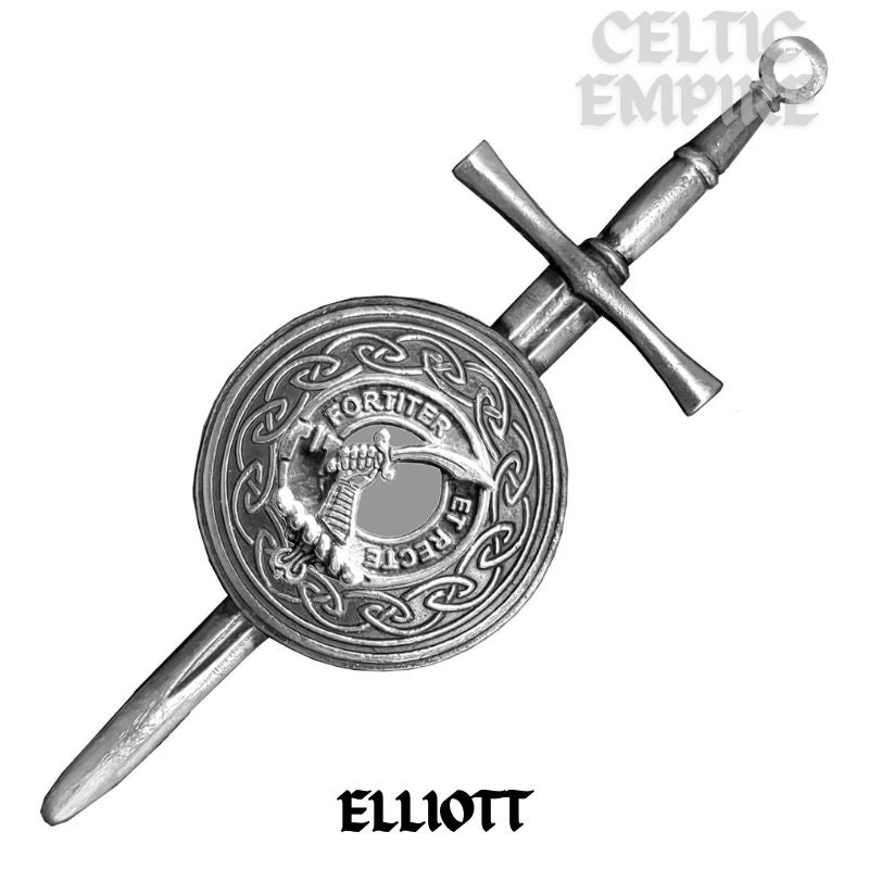 Elliott Scottish Family Clan Dirk Shield Kilt Pin