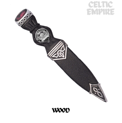 Wood Interlace Family Clan Crest Sgian Dubh, Scottish Knife