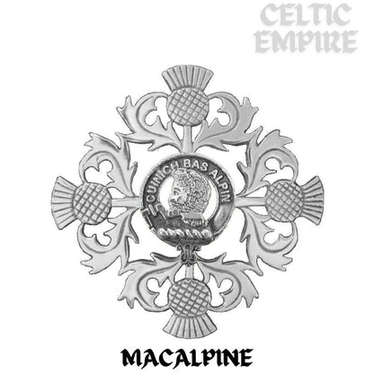 MacAlpine Family Clan Crest Scottish Four Thistle Brooch