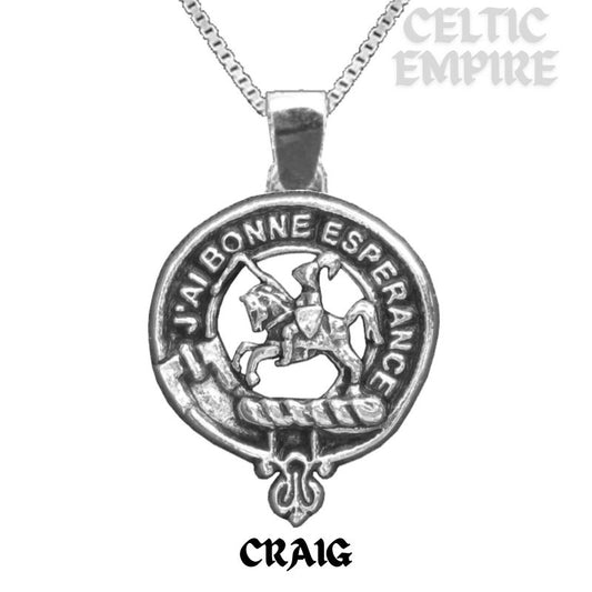 Craig Large 1" Scottish Family Clan Crest Pendant - Sterling Silver