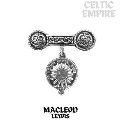 MacLeod (Lewis) Family Clan Crest Iona Bar Brooch - Sterling Silver